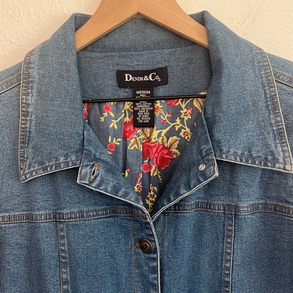 Vintage Denim Outfit Medium Embroidered Blue Jean Floral Rose Flowers 90s Y2K - Picture 4 of 15